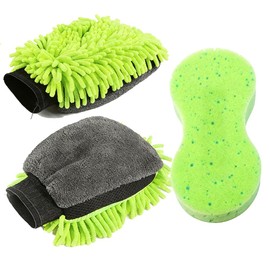 3 guantes de microfibra para lavado de autos, guantes de esponja de felpilla de microfibra para lavado de autos y detalles, sin arañazos, sin pelusas,