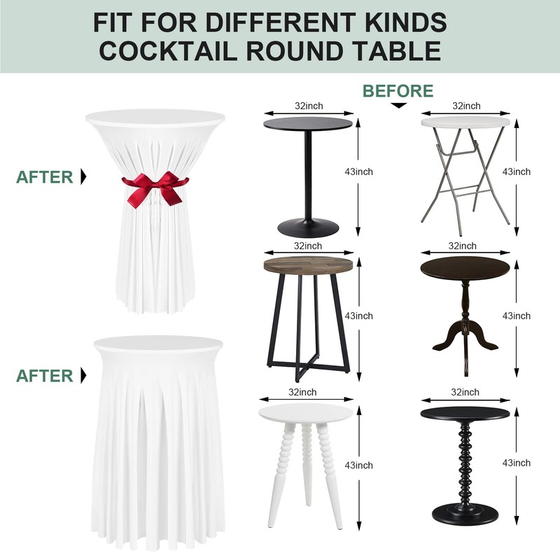 BDDC Cocktail Table Covers - 2 Pack 32"x 43" White