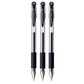 Signo Uni-Ball UM-151-0.38mm Gel Ballpoint Pen - Black (Pack of 3)