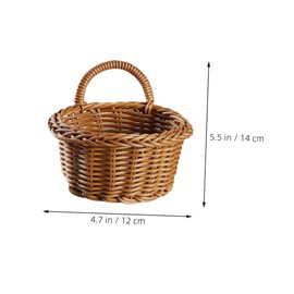 Generic Imitation Rattan Wall Basket Durable Multifunctional Sundries Holder for Home Decor Easy to Hang Flower Storage for Kitchen Living Spaces