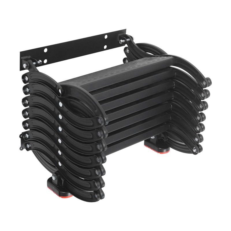 FXEIPOL 7 Steps Wall Mounted Folding Ladder, Metal Attic Stairs
