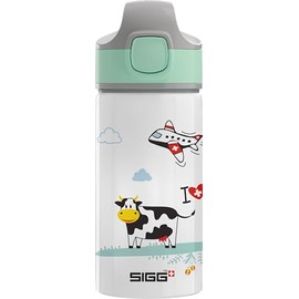 SIGG - Alu Trinkflasche Kinder - I love Switzerland - Mit Trinkhalm - Auslaufsicher - Federleicht - BPA-frei - Climatepartner zertifiziert - Schule & Sport - I love Switzerland - 0,4L