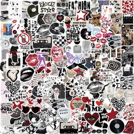 161Pcs Cool Aesthetic Downtown Girls Stickers for Laptop Kindle Pad Trendy Y2k Aesthetic Stickers for Teens Adults Vinyl Waterproof Decals for Laptop Water Bottle Journal Skateboard(Black)