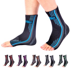 Doc Miller Ankle Compression Sleeve – Plantar Fasciitis Support, Toeless Neuropathy Socks, 20-30 mmHg, Achilles Tendonitis Relief Brace, Elastic Support for Swollen Ankles, Men & Women, 1 Pair