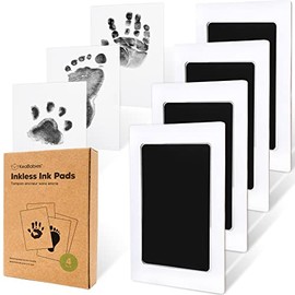 Kit de 4 manos y huellas de bebé sin tinta, almohadilla de tinta sin desorden para recuerdos de recién nacidos, kit de huellas de nariz de perro y patas, almohadilla de tinta de tacto limpio para