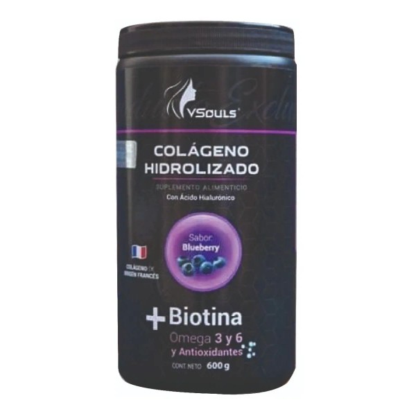 Colágeno Hidrolizado Mas Biotina Vsouls Blueberry 600grs