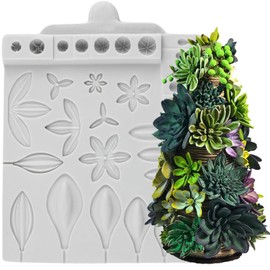 Sijiangmold Sukkulenten Silikonform Sukkulente Blume Blätter Fondantform für Cupcake Topper Kuchen Dekoration Candy Polymer Clay Schokolade Gum Paste