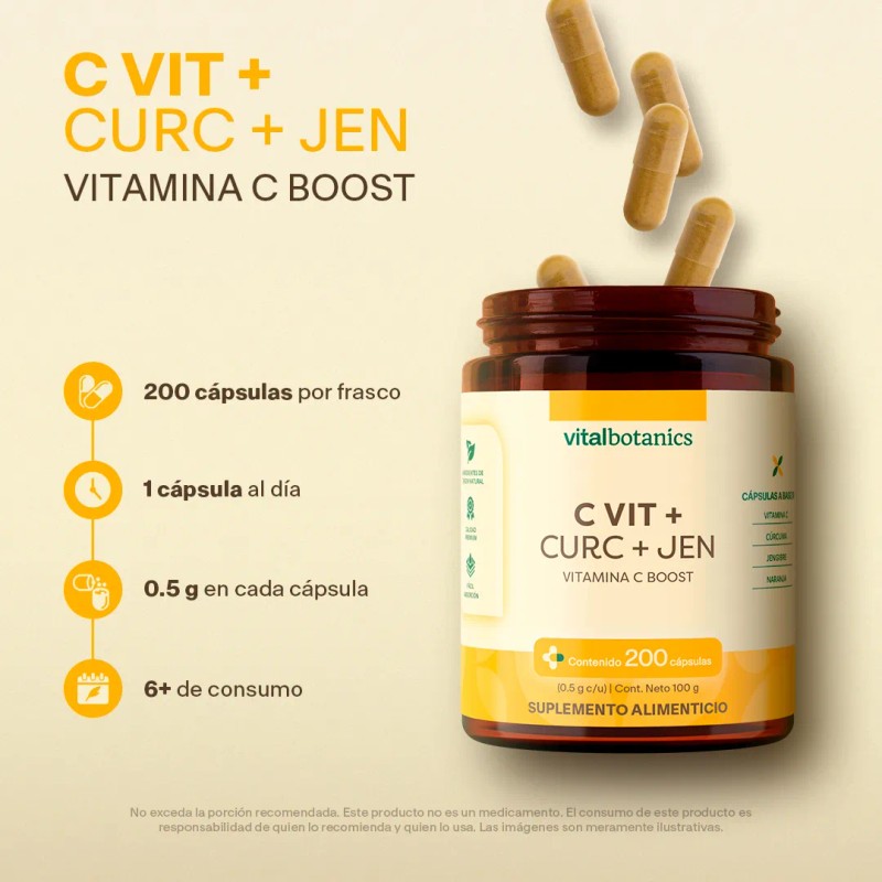 Suplemento Vitamina C 200 Cpsulas Vitalbotanics Vitamin C Boost