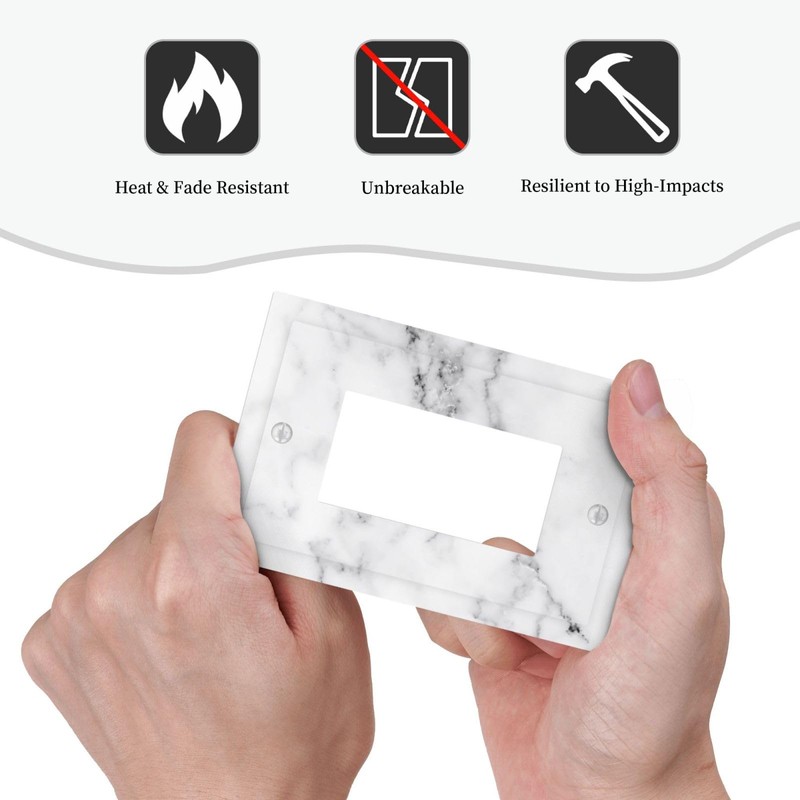 ybclf White Gray Marble 1 Gang Single Rocker Light Switch