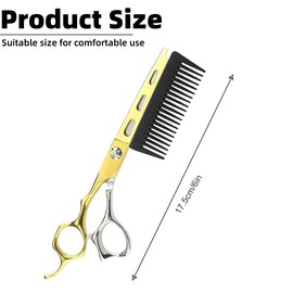 2 in 1 Hair Scissors with Comb, Professional Hair Cutting Scissors with Detachable Comb, Stainless Cutting Scissors, Hairdressing Scissors, Barber Haircut Thinning Shears, Hair Cutting Shears (Gold)