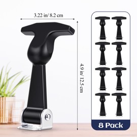 Mudder 8 Pieces Elastic Stainless Steel Rubber Hood Catch Flexible T-Handle Hasp Rubber Flexible Draw Latches with Brackets for Vehicle Engine, Hood