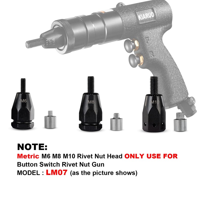 KIARUO M6 M8 M10 Metric Self-Locking Rivet Nut Gun Head,