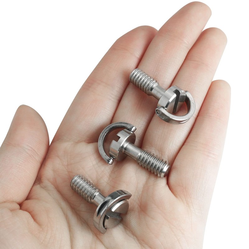LUORNG 3PCS 1/4-20 Thread D-Ring Stainless Steel Camera Fixing Screws,