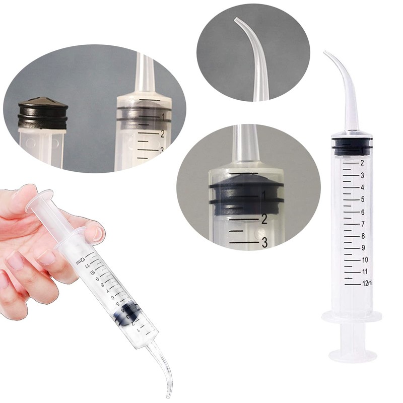 Pack of 5 Dental Syringe 12 ml Graduated Transparent Plastic