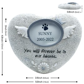 TGORG Pet Memorial Gift for Dog or Cats or Another Beloved Pets Companion,Paw/Heart Shaped Loss of Dog Cat Sympathy Gift,Pet Grave Dog Souvenir Gifts, Indoor Display,Outdoor Tombstone (Angel Heart)