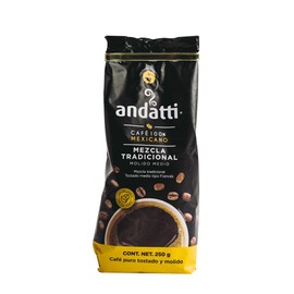 andatti Café Molido Mezcla Tradicional, Tueste Medio Tipo Francés, Bolsa de 250 gr, café 100% mexicano