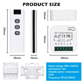 Wireless Roller Shutter Control Retrofit Set, Roller Shutter Motor Control, Wireless Switch for Shutters, Blinds and Awnings, Consists of RF Remote Control + Receiver Module, Up to 100 m Range, Easy