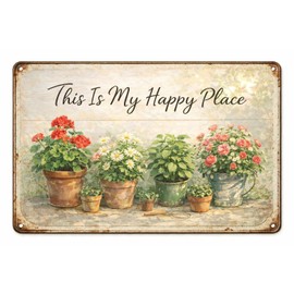 Funny sign Garden Gifts This Is My Happy Place Vintage Tin Sign for Home Garden Patio Yard Decor 8 X 12 Inch