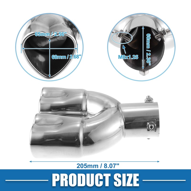 X AUTOHAUX Car Dual Exhaust Tip Pipe Heart Shaped 2.5"