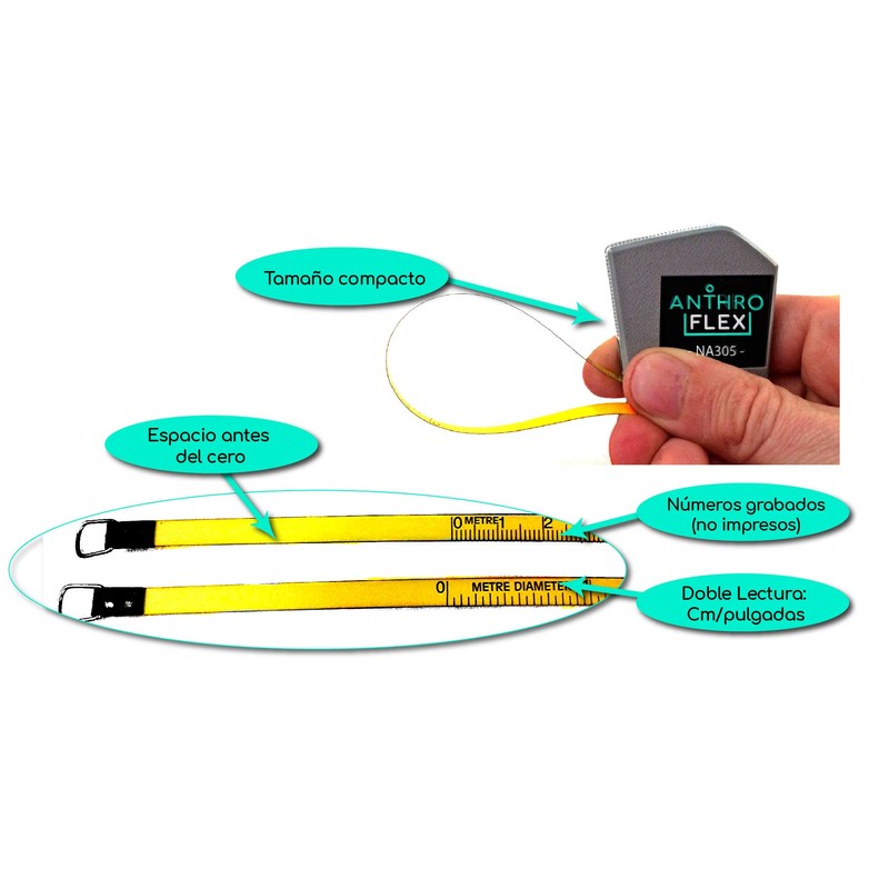 AnthroFlex Anthropometric Tape Measure with Thin Flexible Steel Blade with