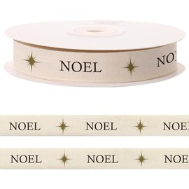 CHMOART 10 Yards Holy Noel Natural Cotton Ribbon for Crafting Sewing, 3/5 Inch Christmas Twill Tape Ribbons for Gift Wrapping, Religious Holy Family Ribbons for Hair Bow Accessories