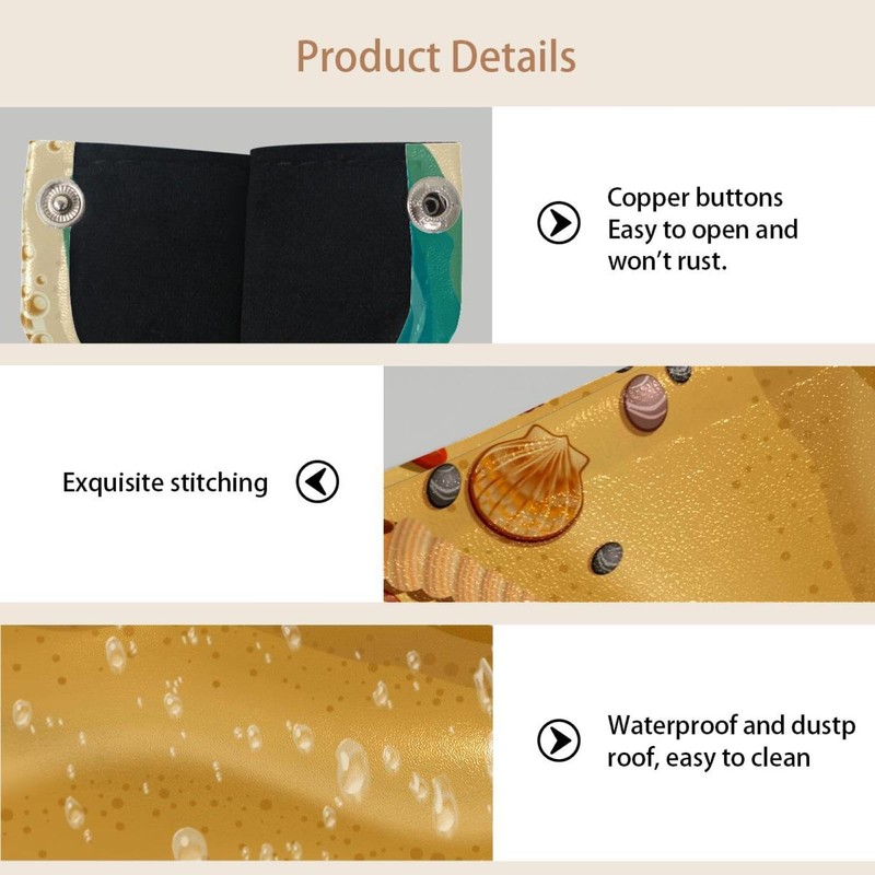 2 Pack Tissue Box Cover Holder, Shells on Beach Rectangle