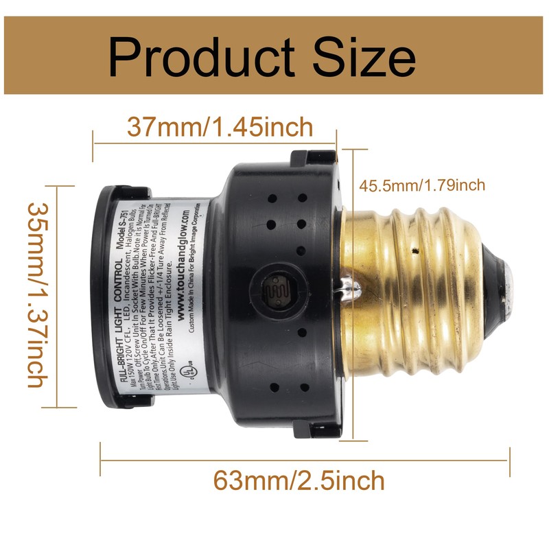TWDRTDD Indoor/Outdoor Dusk-to-Dawn Light Control Socket,Automatic Dusk to Dawn Light