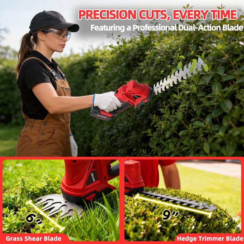 4-in-1 Electric Pole Hedge Trimmer, Cordless Bush Trimmer & Grass