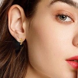 NALISASA Small Gold Hoop Earrings for Women 925 Sterling Silver Post 14K Gold Plated Cubic Zirconia Huggie Earrings Hypoallergenic Thick Lightweight Hoop Earrings for Women Men, Small, Titanium, No