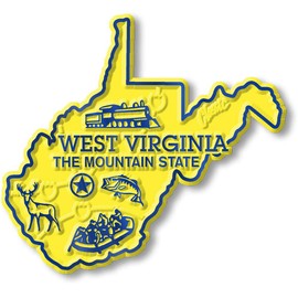 West Virginia Small State Magnet by Classic Magnets, 2.6" x 2.4", Collectible Souvenirs Made in The USA
