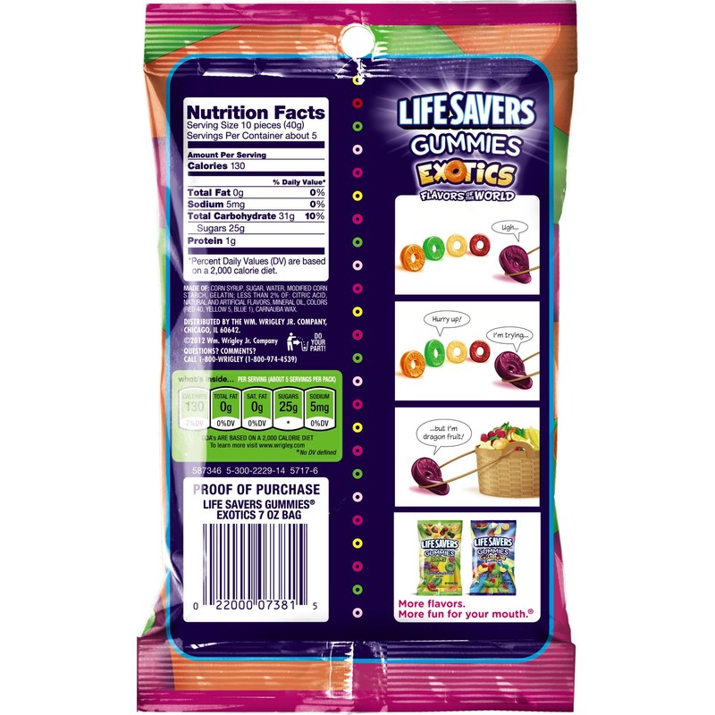 Life Savers Exotics Gummies Candy Bag, 7 ounce (12 Packs)