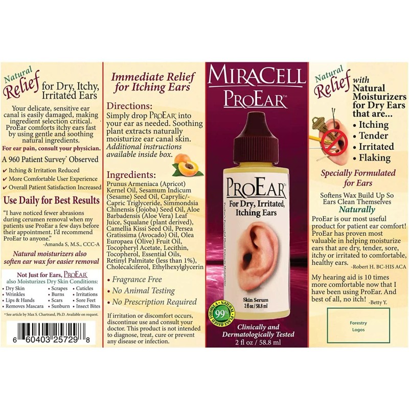 Miracell ProEar - for Itchy, Irritated Ears - Natural Relief