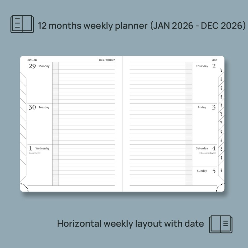 POPRUN 2026 A5 Week to View Diary (22 x 16.5