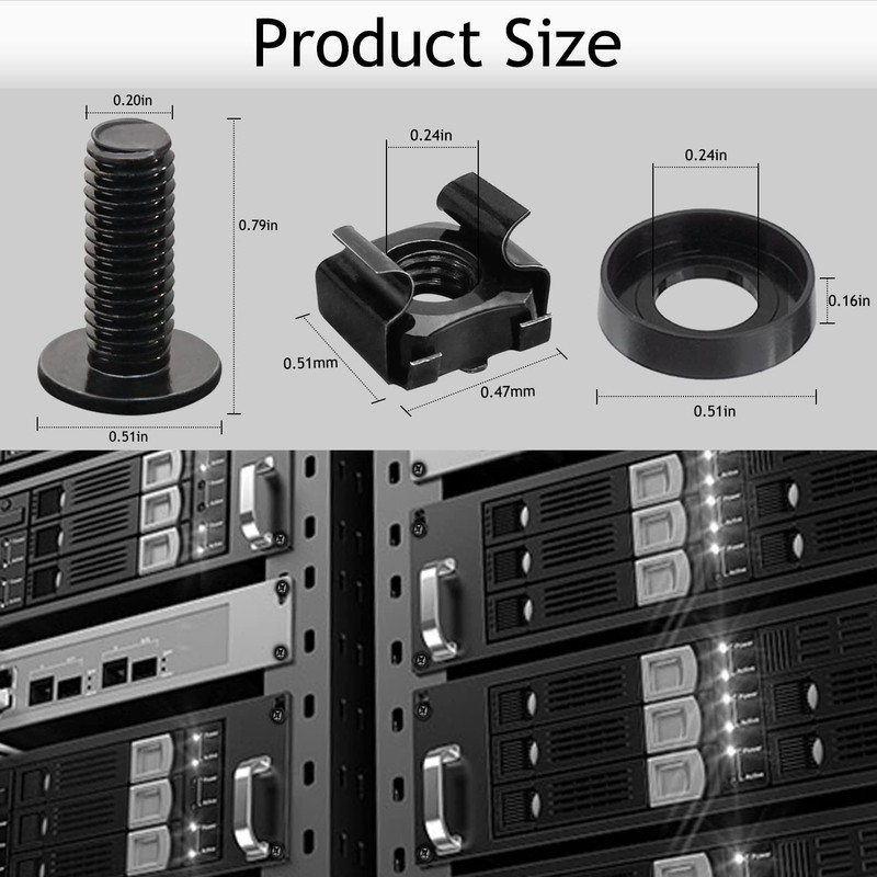 Leadrise 50-Pack M6 x 16mm Computer Rack Mount Cage Screws,