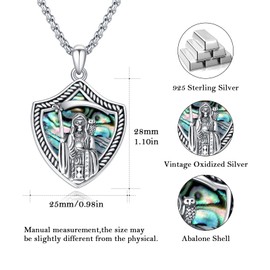 925 Sterling Silver Santa Muerte Necklace for Men Vintage Grim Reaper Holy Death Pendant Santa Muerte Amulet Charm with Adjustable Rolo Chain