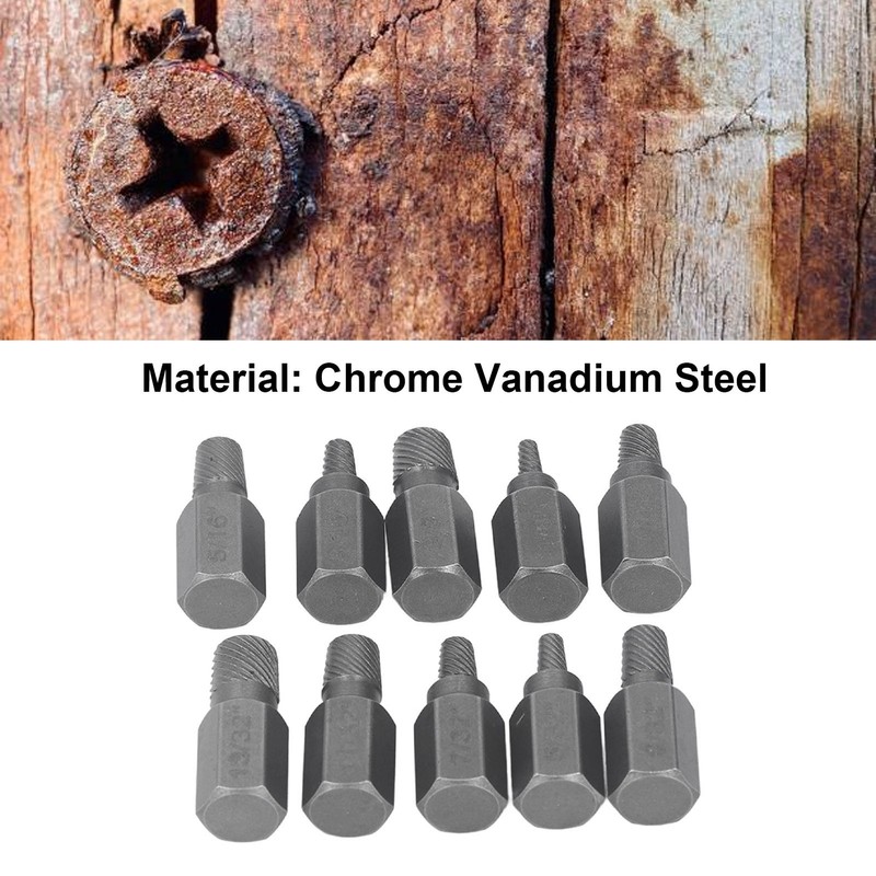 10Pcs Damaged Screw Extractor Hex Bolt Stud Remover Removal Tool