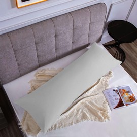 Side Sleeper Pillow Cover 50 x 135 cm (1 Piece) – Microfibre Cushion Cover with Zip – Pillow Case Soft and Breathable – Light Grey