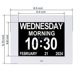 SSINI Dementia Clock Large Digital Calendar for Seniors with Date and Time - Elderly Digital Clock Large Display, 12 Custom Alarms (8 Inch)