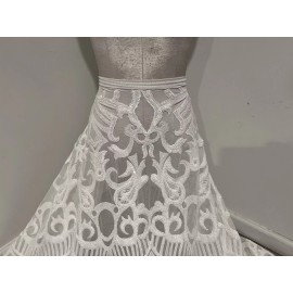 Wowfabric4less123 White  4way stretch sequin Lace fabric 50” Width Sold By The Yard