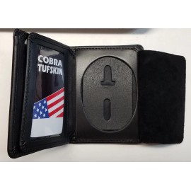 Cobra Tufskin Los Angeles  Bi-Fold Black Recessed Cut-Out Oval Badge Wallet CT-10