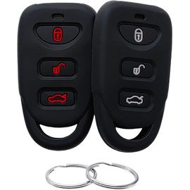 Silicone Rubber Key Fob Cover Compatible with 2006-2020 Hyundai Accent Elantra Genesis Sonata Kia Forte Optima Rondo Sorento Spectra (Black+Black)
