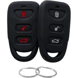 Silicone Rubber Key Fob Cover Compatible with 2006-2020 Hyundai Accent Elantra Genesis Sonata Kia Forte Optima Rondo Sorento Spectra (Black+Black)
