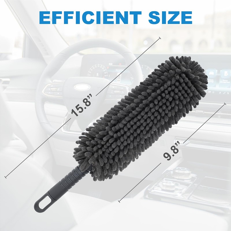 15.8" Car Duster Chenille,Car Accessories Duster Interior for Men,Washable Reusable