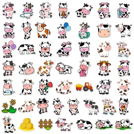 100pcs Cow Theme Waterproof Vinyl Stickers - Farm Animal Decor & Party Favors Gifts for Laptop, Water Bottle, Skateboard
