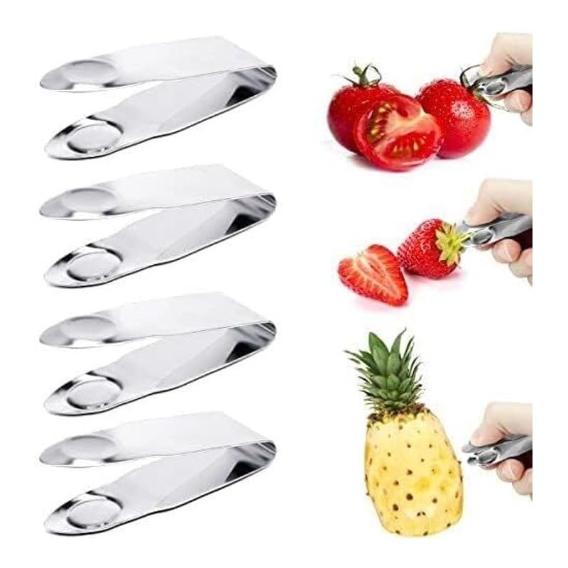 2Pcs Silver Stainless Steel Strawberry Huller Fruit Stem Remover Home