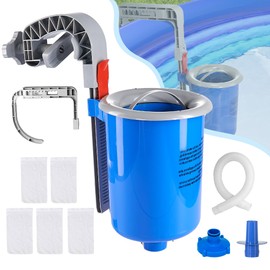 MUWOOB Above Ground Pool Skimmer with 5 Pool Skimmer Socks, Wall Mount Pool Surface Skimmer with Hose and Basket, Adjustable Floating Pool Filter, Automatically Cleans and Removes Pool Surfaces Leaves