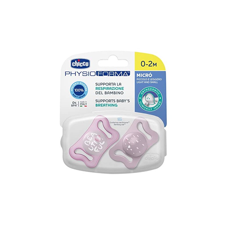 Chicco Chupón Physio Micro Rosa SIL 0-2M - 2UN