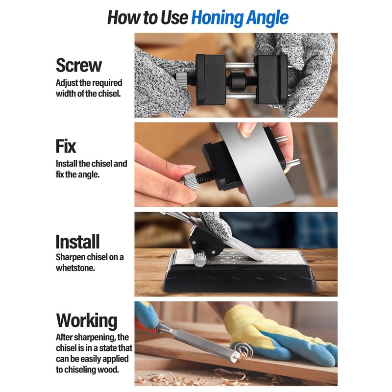 Lanstics Chisel Sharpening Kit, Diamond Sharpening Stones with Honing Guide