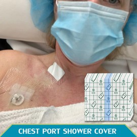 50 Pcs Waterproof Shower Protector Bandage 4x4 inch for Chest Chemo Dialysis Catheter Shower Cover Hemodialysis Port Surgery Incisions Bath Guard Patch Transparent Film Clear Adhesive Wounds Dressing
