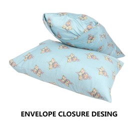Teal Pillow Cases, 100% Cotton Floral Envelope Closure Pillow Covers, Soft and Cozy (1)